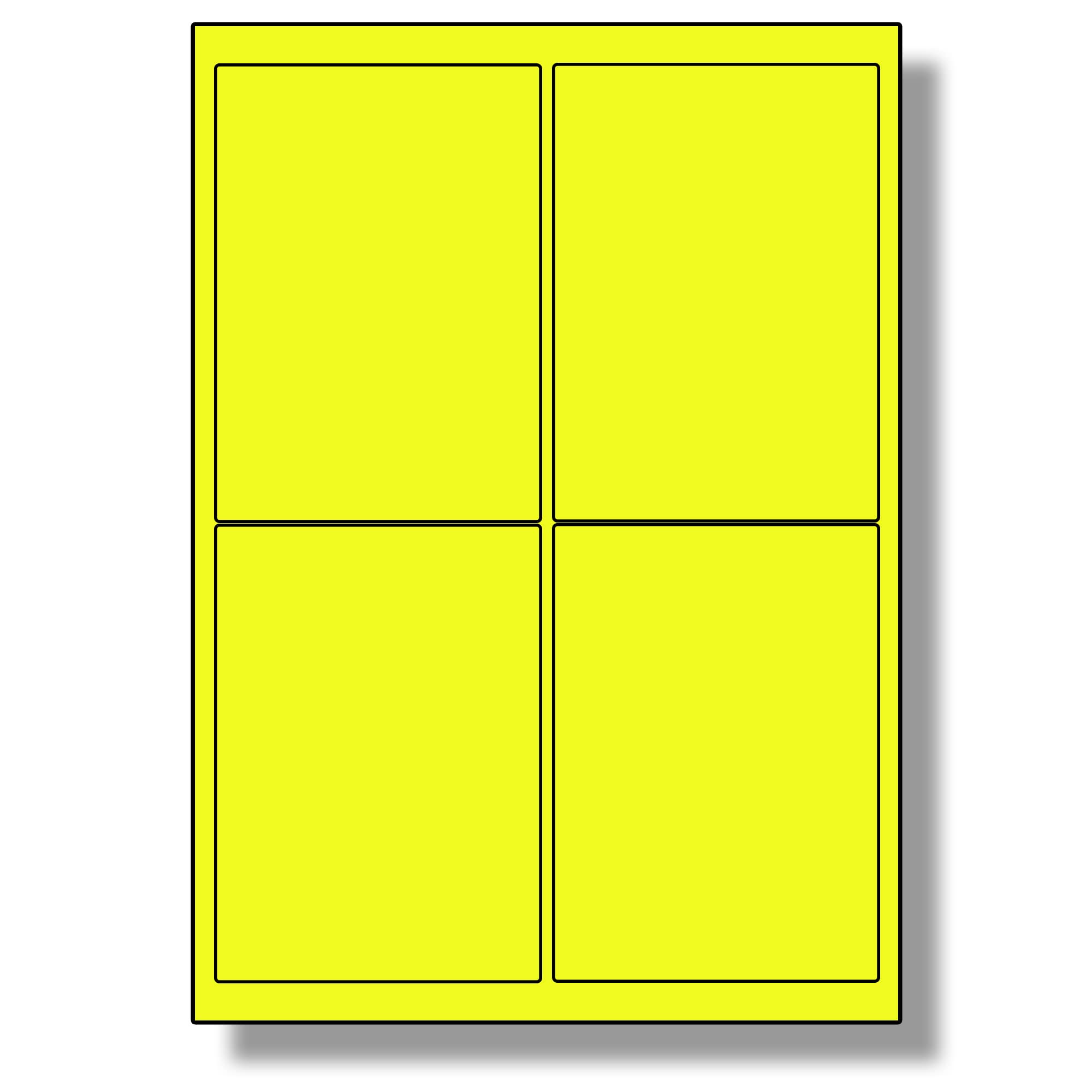 Label Planet® 4 Per Sheet, 5 Sheets (20 Fluorescent Yellow Labels). Fluorescent Labels for Laser Printers, 99.1 x 139mm, LP4/99 FC.