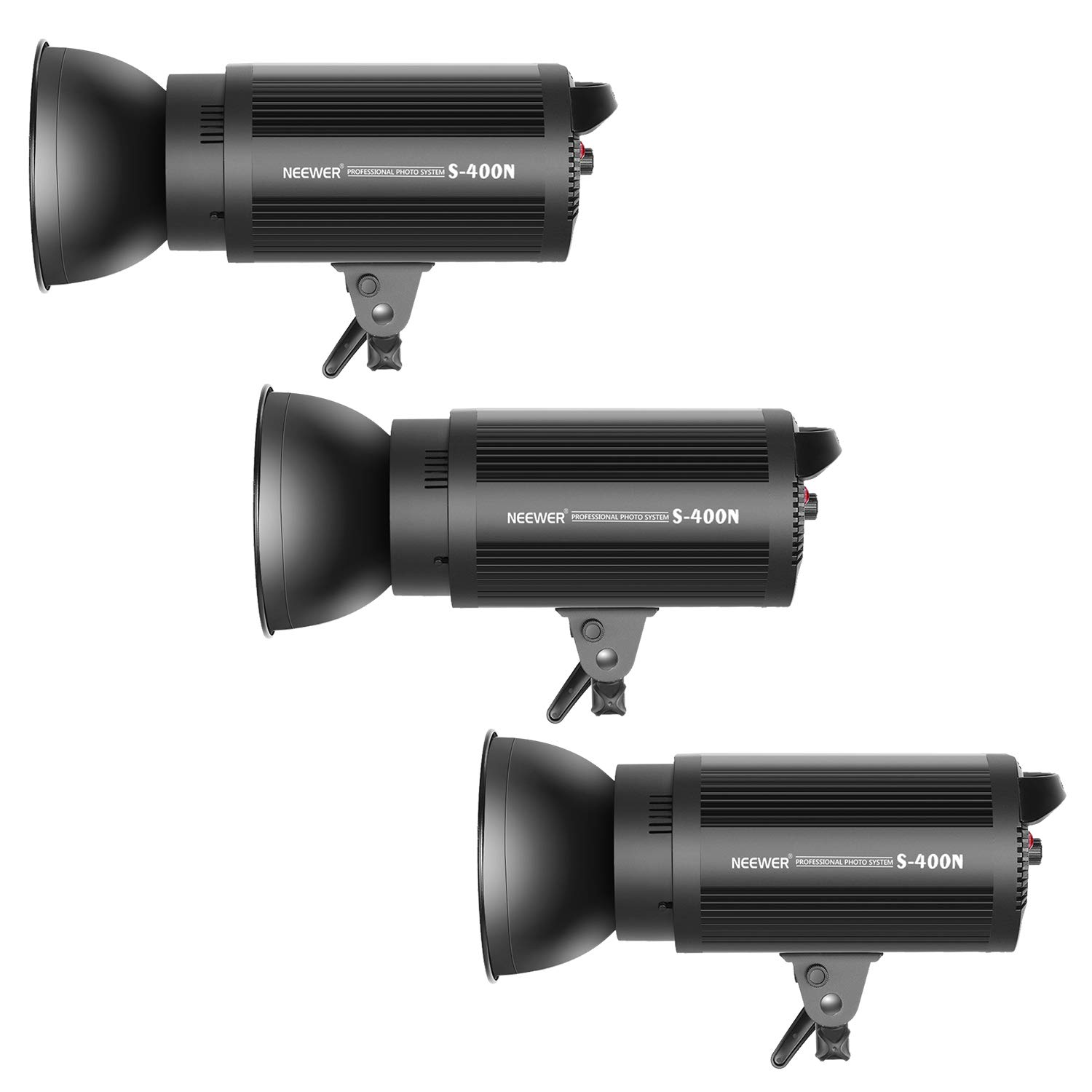 Neewer 1200W Fotostudio Strobe Blitzlicht Kit: (3)S101 400W 5600K Monolights, (3)Stativ, (3)Softbox, (1)RT-16 Trigger, (2)Empfänger, (1)Trolley Tragetasche für Studio, Produkt , Porträtfotografie