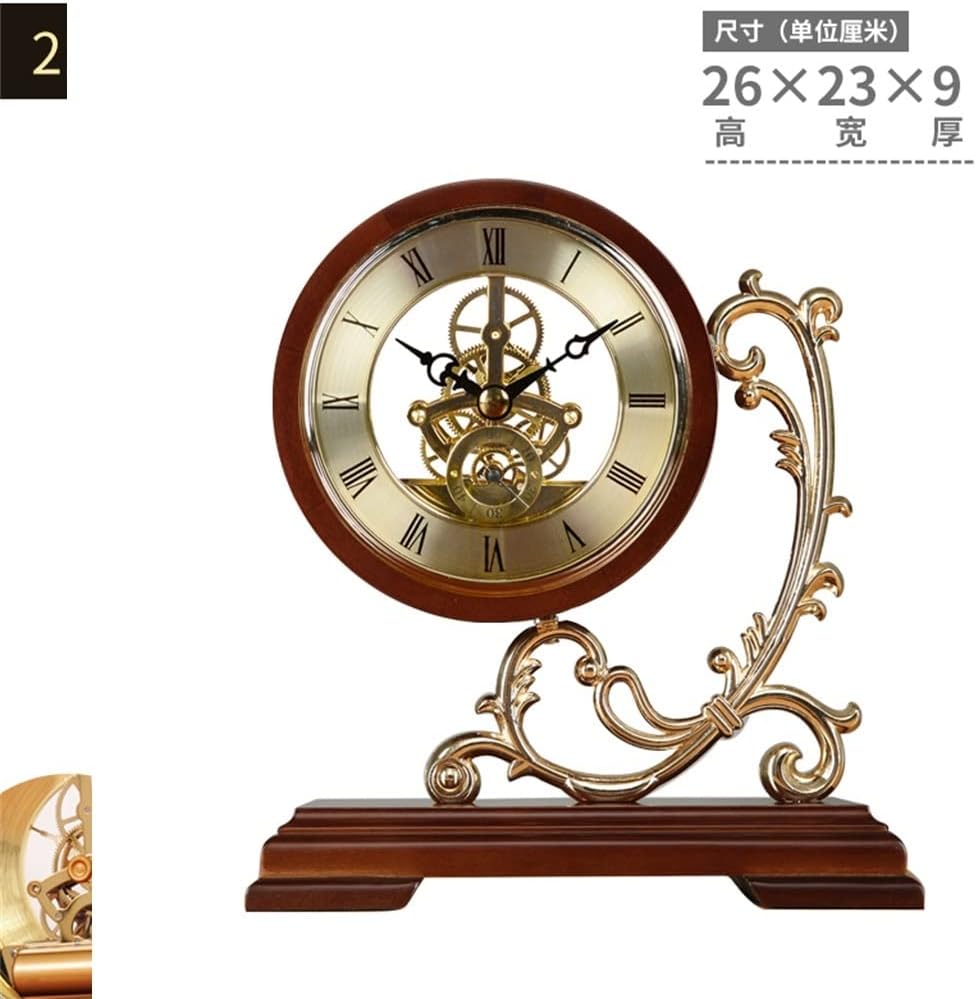 FMURY European Vintage Solid Wood Clock Living Room Household Large Silent Clock Pendant