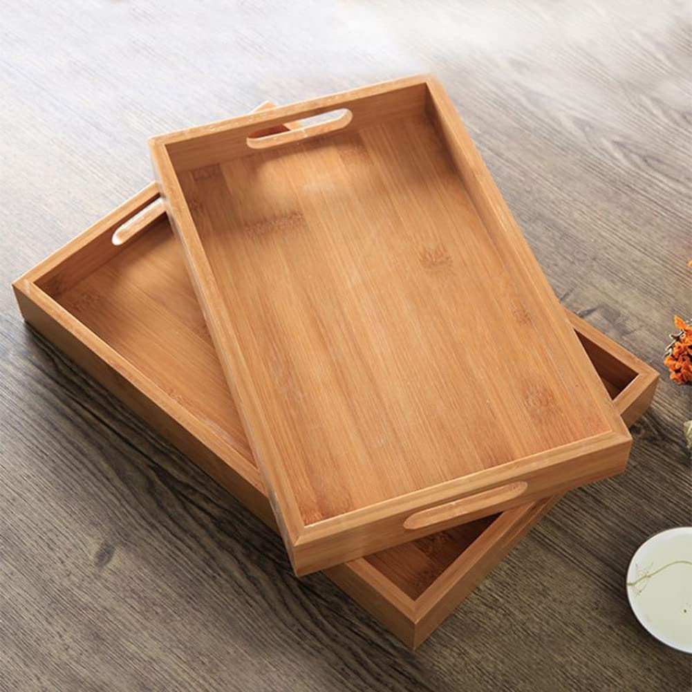 Bandeja Decorativa De Madera De Pino Maciza 40x30x5 Cm - Tallada A Mano, Estilo Marroquí, Para Mesa De Café | Hanobe