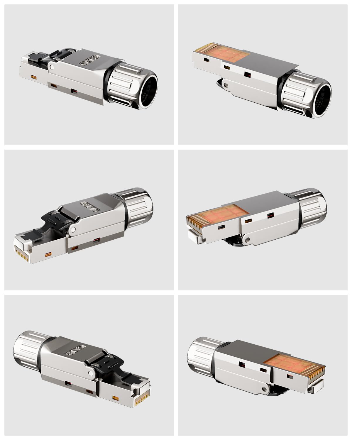 Connettore RJ45 senza attrezzi Cat8, 40 Gbps 2000 MHz, 50 U, placcato oro, spina LAN, senza attrezzi per Cat8 Cat7, cavo di collegamento schermato, spina di rete cat8 senza attrezzi