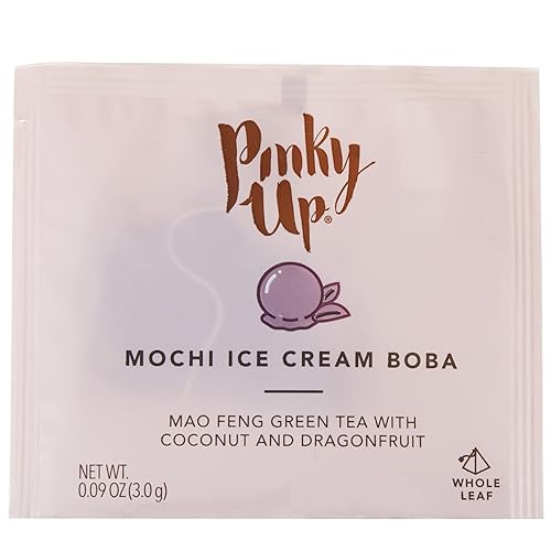 Miniatura 8 de Pinky Up Mochi Ice Cream Boba Tea Sachets - Té verde de hoja entera baja en calorías - Regalo Boba 12 bolsas de té biodegradables