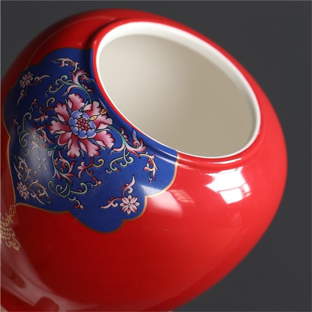 Contenitore per Il tè in Ceramica, Creativo, colorato, in Ceramica, con Coperchio, in Ceramica, sigillato, retrò, Set da tè Cinese, Barattolo Singolo per Il tè (C, Medio)