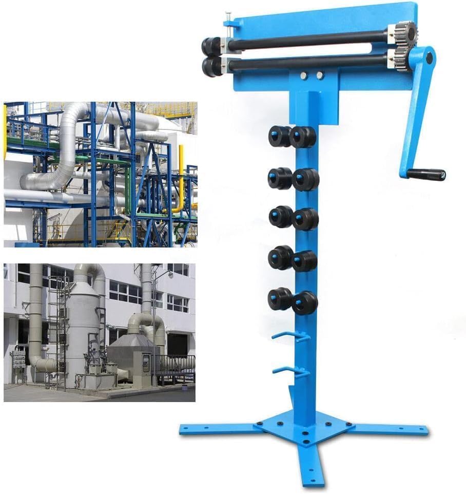 Sheet Metal Bead Roller Machine, Manual Sheet Metal Fabrication Bead Roller Bending Rotary Burring Swaging Machine 1.2mm Gear Drive Bench with 6 Dies Set