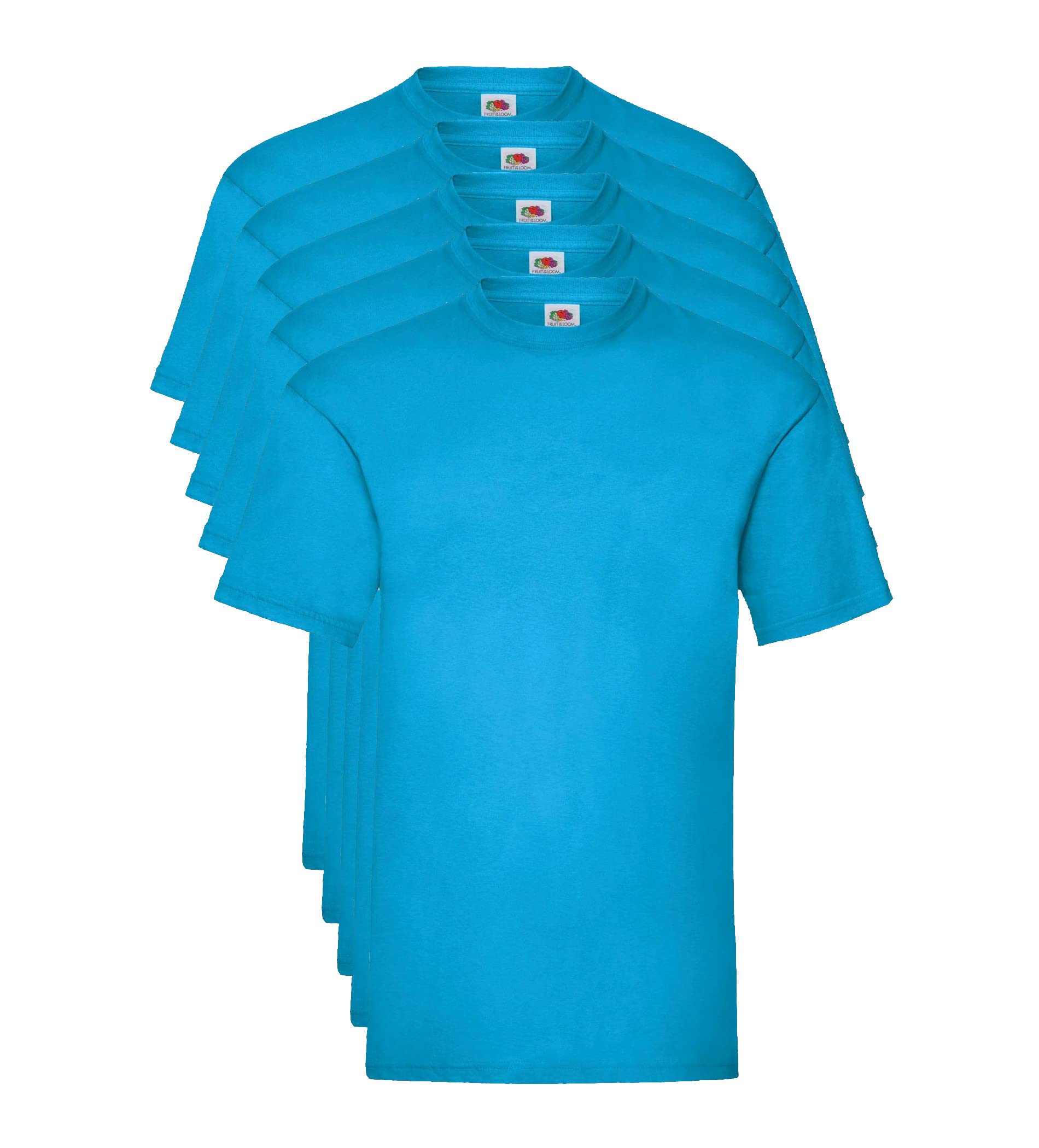 Fruit of the Loom Men's Valueweight 5 Pack T Shirt, Blue (Azure Blue Zu), X-Large Manufacturer Size X-L UK