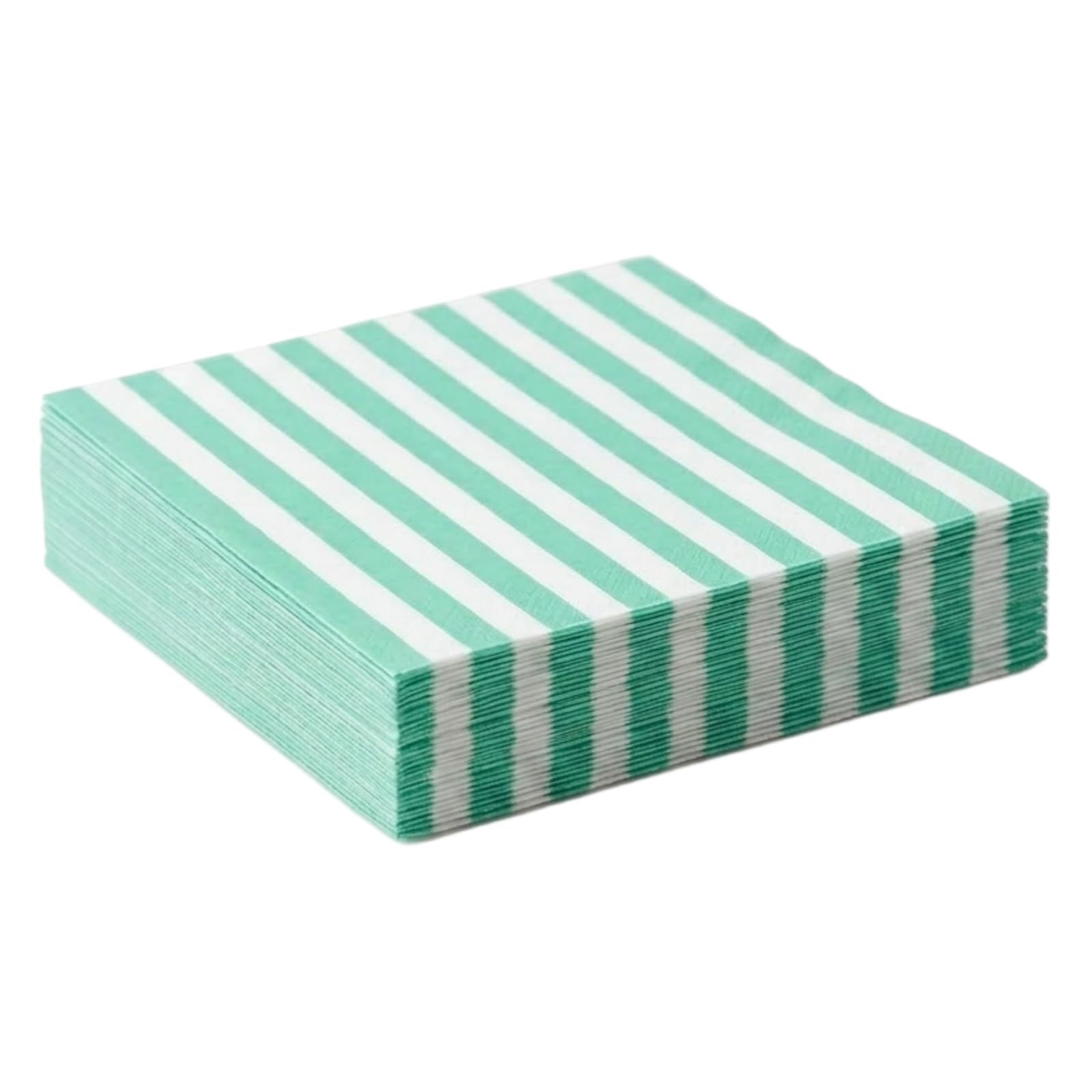 Soft Striped Paper Napkins 33x33cm Mint Green White Cotton Feel - Bulk Pack of 40 Disposable Eco-Friendly Serviettes for Parties Birthdays Christmas Dinner Table Settings Home Restaurant Use