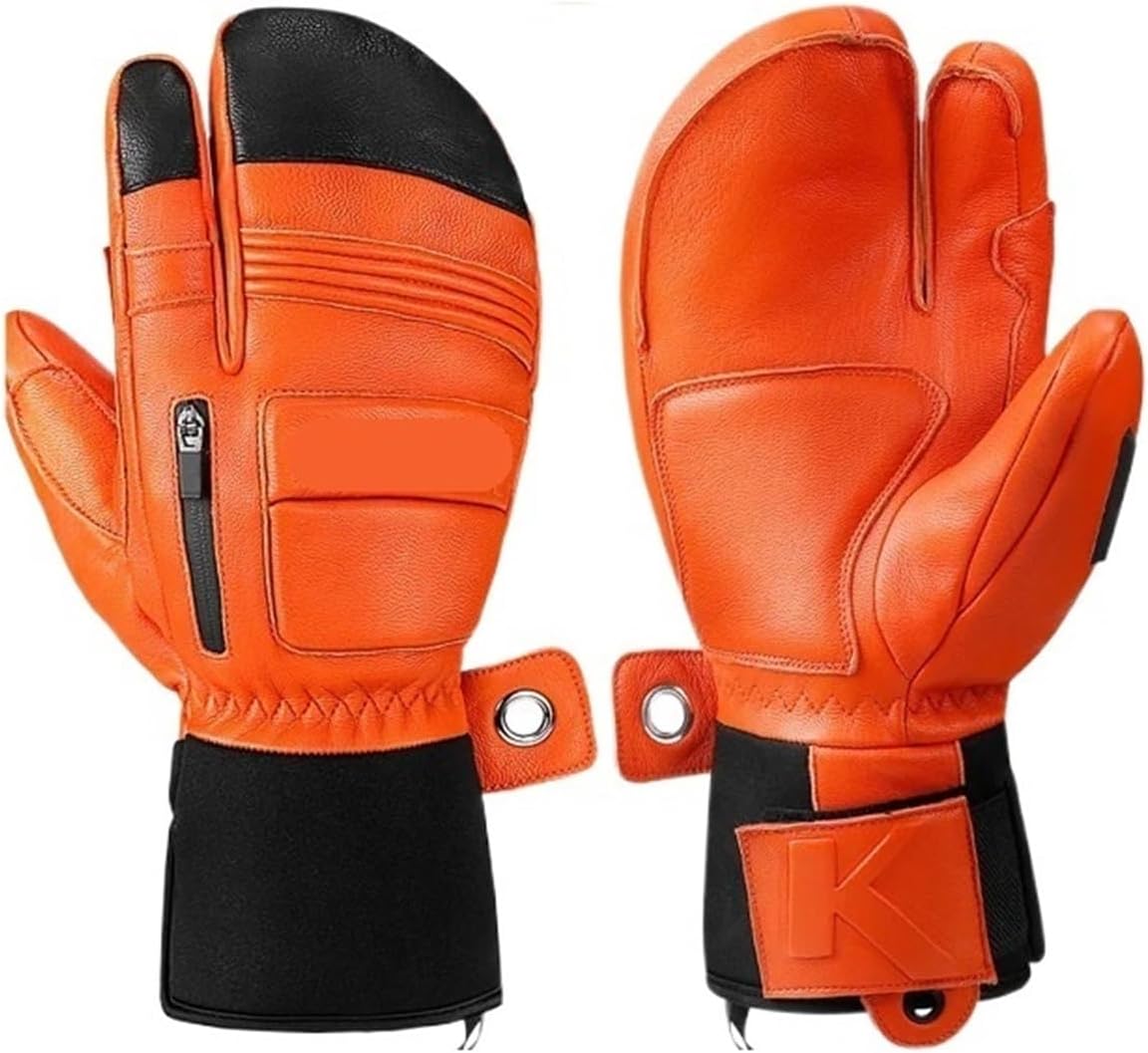 Snowboard Thermal Warm Skiing Waterproof Men Women, Winter Ski Leather Mittens