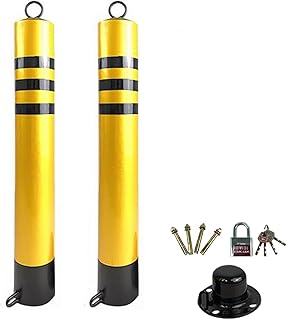 Bolardos de seguridad, paquete de 2, poste delineador de tráfico, tubo de acero galvanizado, poste de barrera con revestimiento de polvo amarillo para control de tráfico (750 x 89 mm/30 x 3,5 pulgad