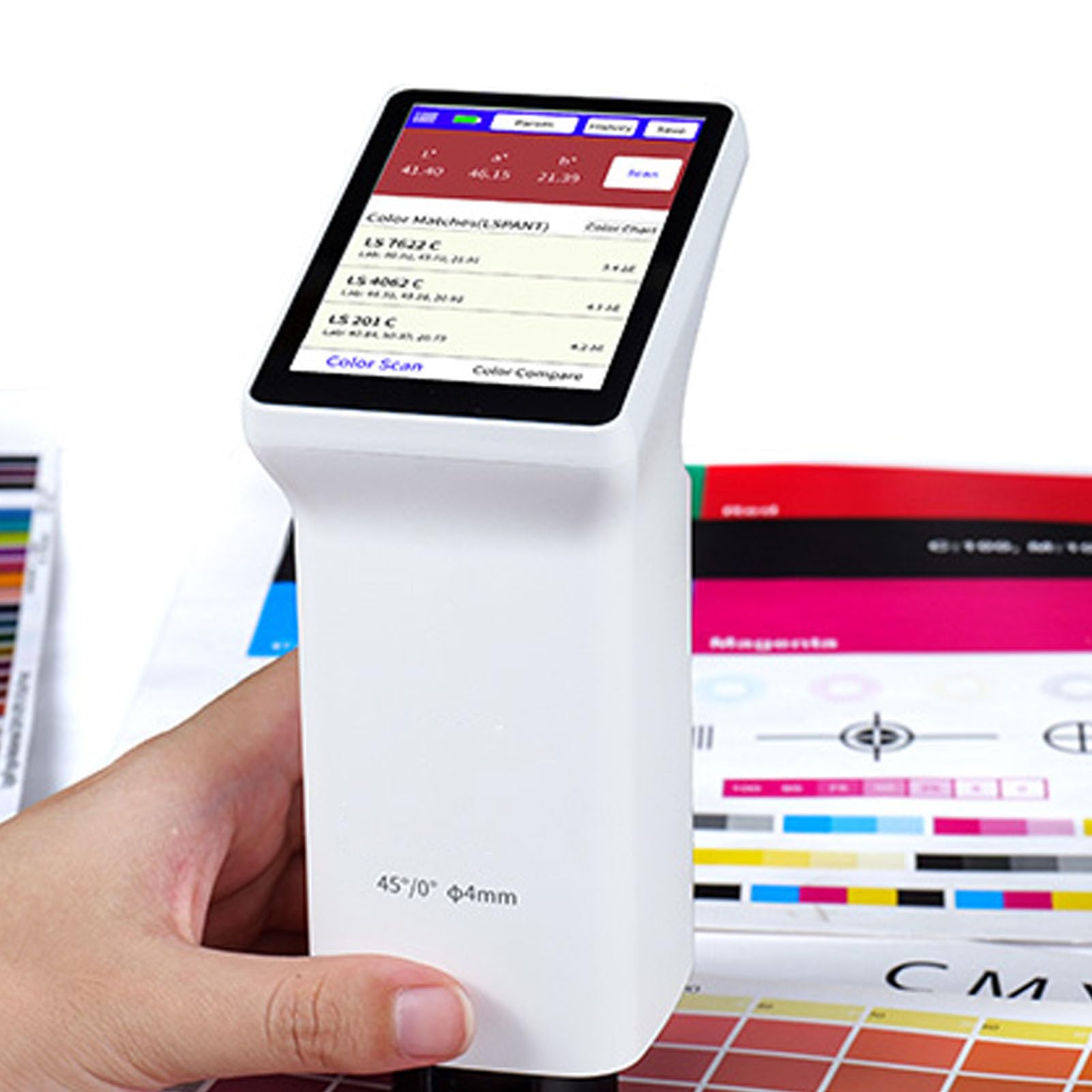 Fyearfly Colorimètre de Calibre 4 Mm, écran Tactile HD de 3,5 Pouces, Analyseur de Couleur Numérique, Testeur de Haute Précision, pour L'industrie de L'imprimerie