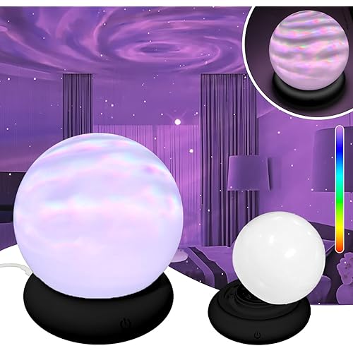 Art Deco Glass Globe Night Light - USB Powered Dimmable Tabletop Lamp with Wood Base