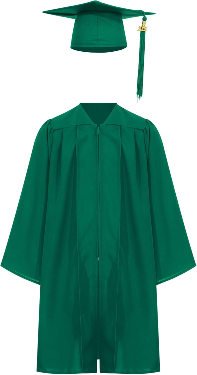 Kids Unisex Graduation Gown and Cap with 2025 Tassel Preschool Kindergarten Graduation Dress Up
