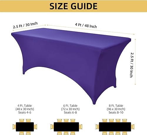 Miniatura 92 de Paquete de 2 Cubiertas de Mesa de Spandex Negro de 6 pies para Mesas Plegables Rectangulares Estándar - Manteles Elásticos Resistentes a las Arrugas
