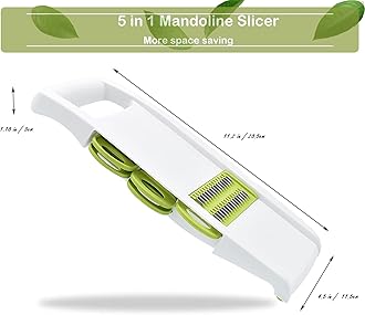 5 in 1 Mandolin Slicer Mandolin Multi Blade Potato Veggie Slicer Vegetable Cutter Julienne Shredder Potato Cutter Green