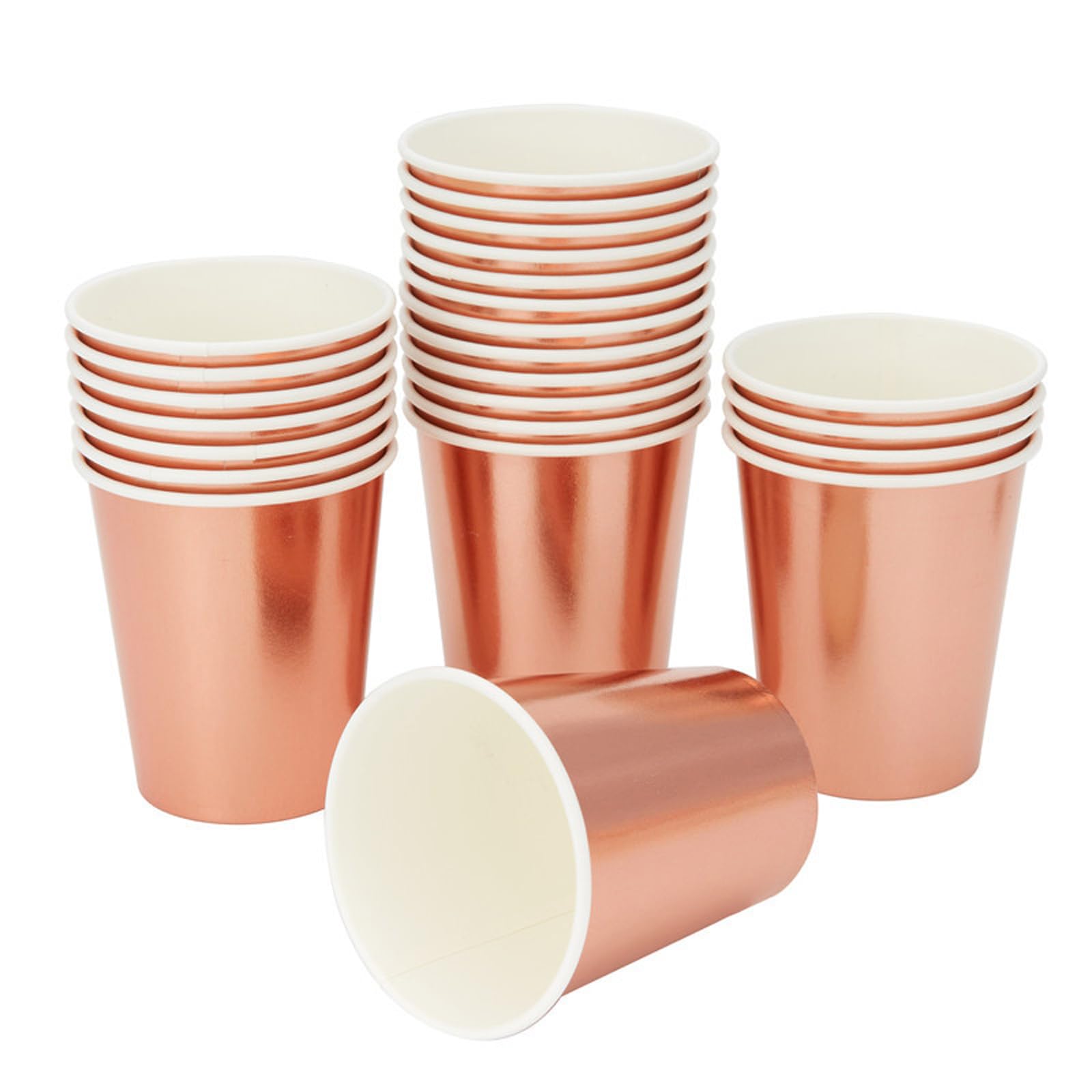 Gobelets jetables festifs or rose mollensiuer pour cocktail de mariage et buffet d'anniversaire