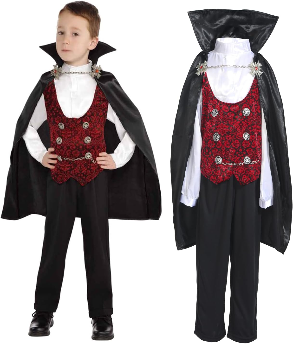 Sincere Party Boy's Vampire Costume Halloween Deluxe Dracula Costume for Kids,Top,Pants,Cape All In