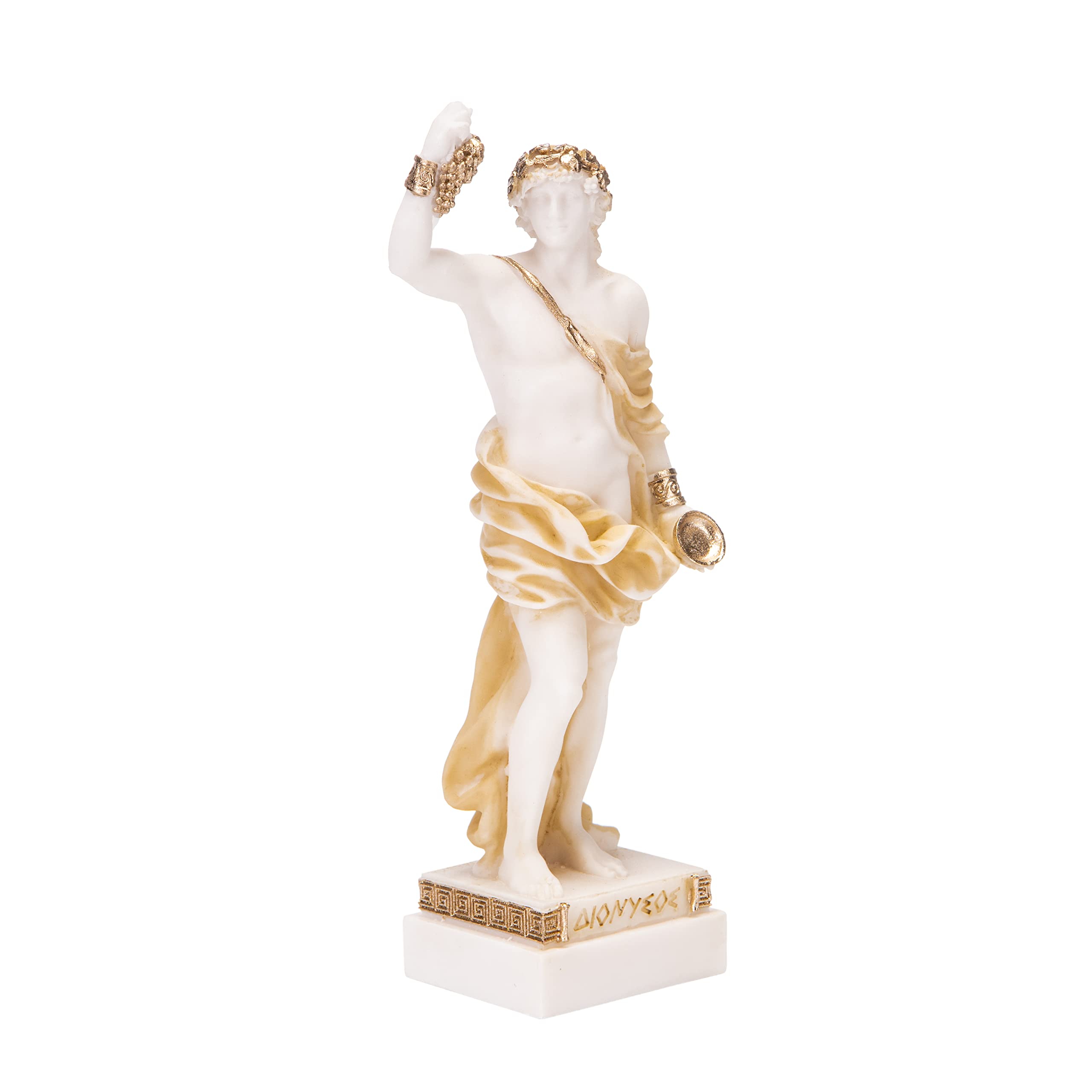 Statua di Dioniso Bacco Dio greco del vino Uva-Vendemmia Scultura in alabastro oro 15,2 pollici