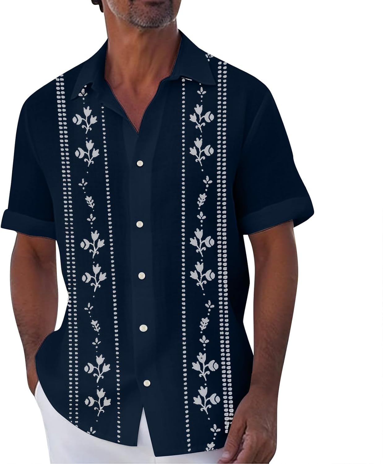 RTRDE Men's Casual Shirts Short Sleeve Cuban Guayabera Buttons Up Casual Dress Shirt Summer, M-4XL