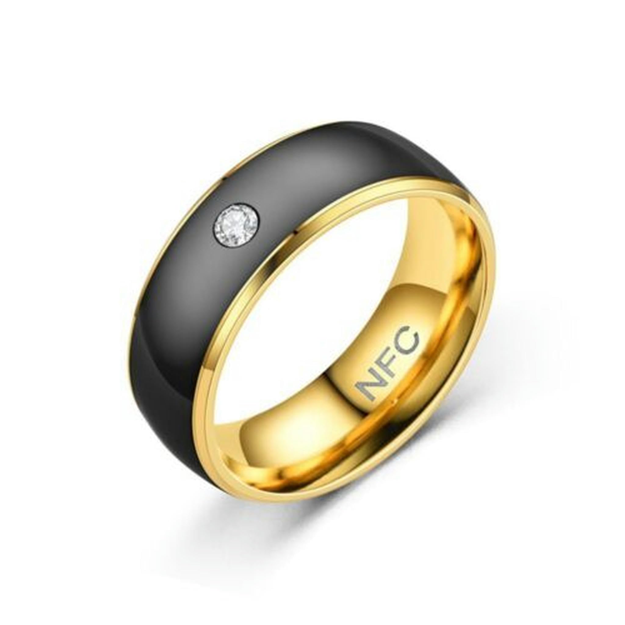 Wearable Connect NFC Smart Ring NFC Finger Ring for Android Phone Men-Black Gold-6