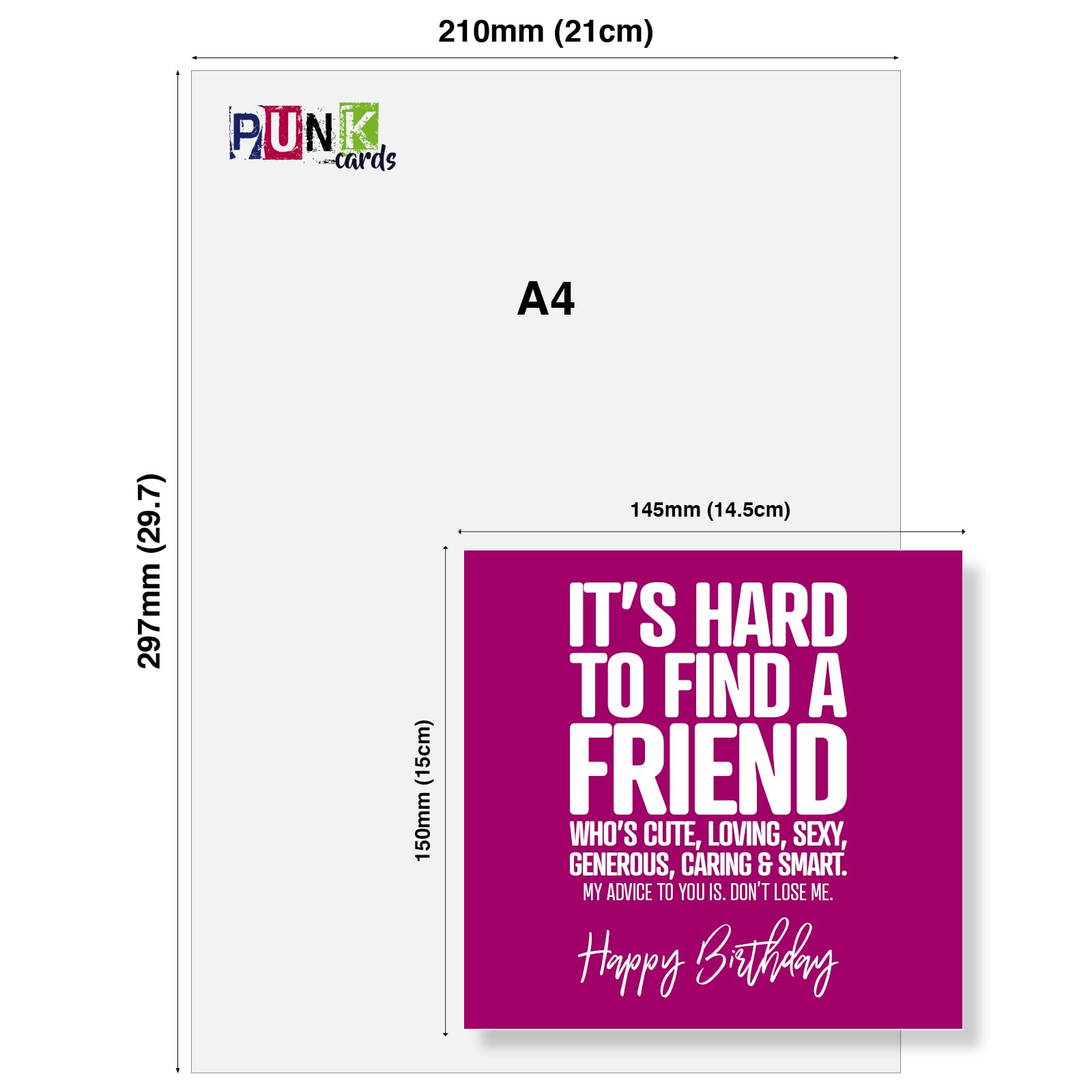 Punkcards – Divertente biglietto di compleanno – Friends Come & Go Like The Waves of The Ocean, The True Ones Stay Like an Octopus On Your Face. Buon
