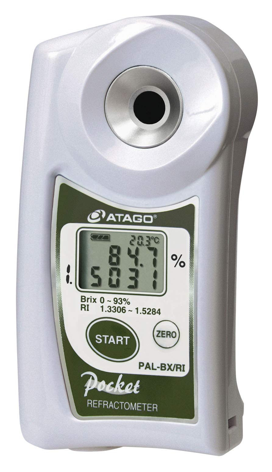 Atago 3852 Digital Hand Held Pocket Dual Scale Refractometer, 0.0 to 93.0% Brix and 1.3306 to 1.5284 Refractive Index Measurement Range