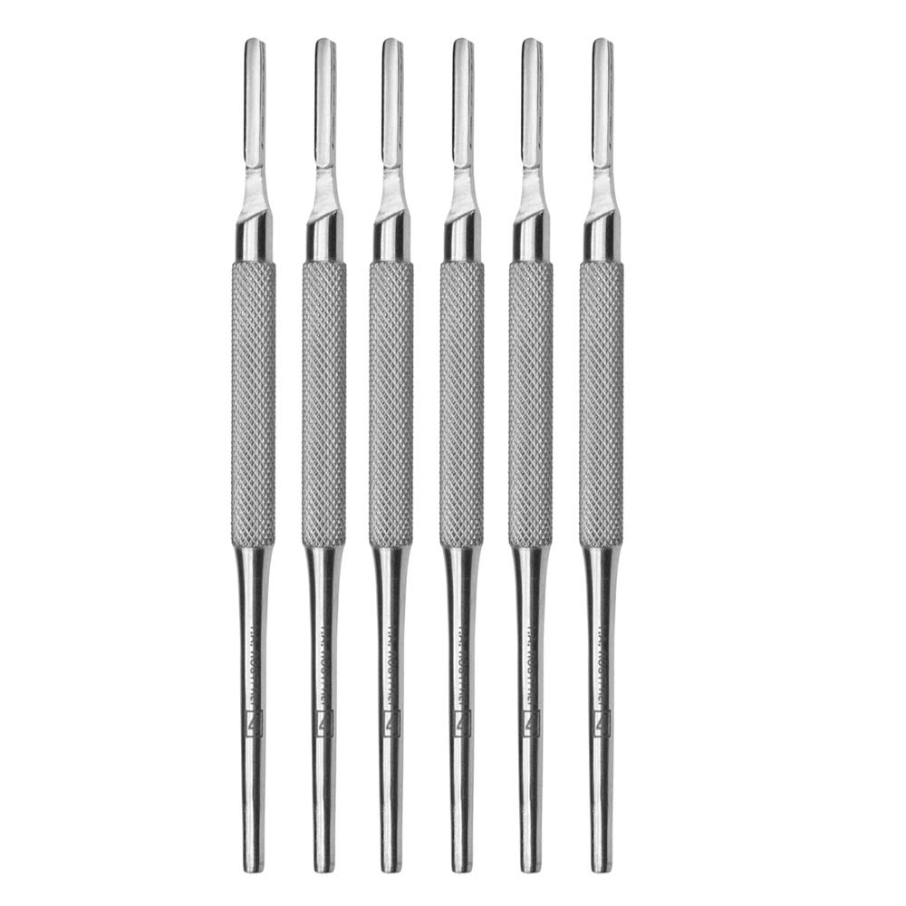 May - 6 x Skalpellhalter Figur Nr 3 - Skalpellgriff mit rundem Griff - Klingenhalter für Einmal-Sklapellklingen - Edelstahl,