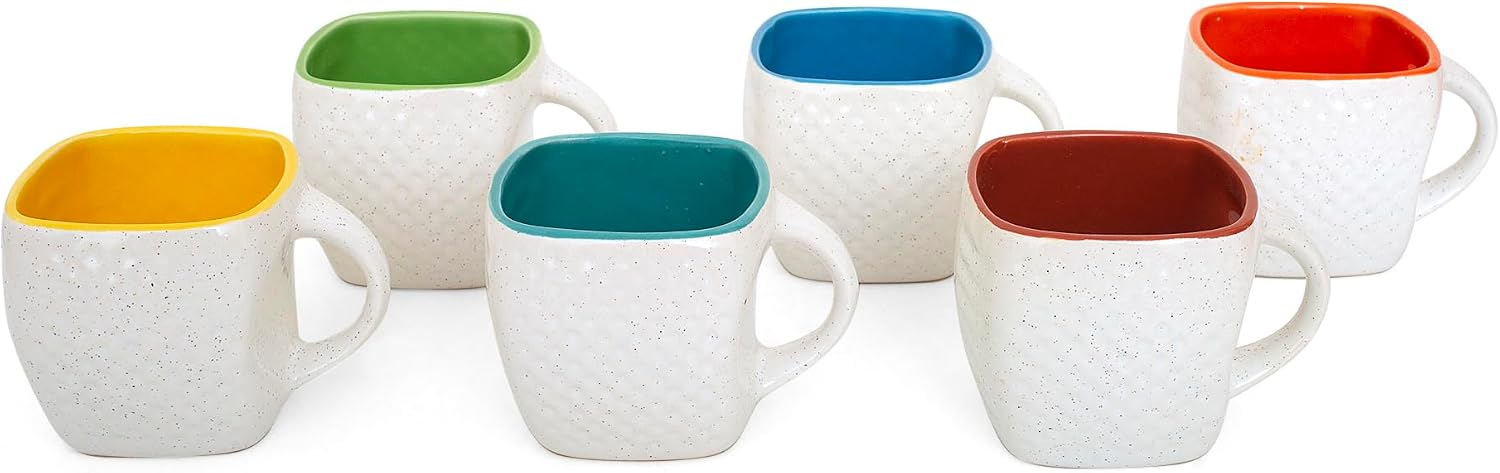 Handcrafted Set of 6 Ceramic Tea Cups 160 ML Elegant Porcelain Breakfast Coffee Mugs Glazed Finish For Cortado Cappuccino Espresso Kulhad Chai Microwave & Dishwasher Food Safe For Home Office Kitchen