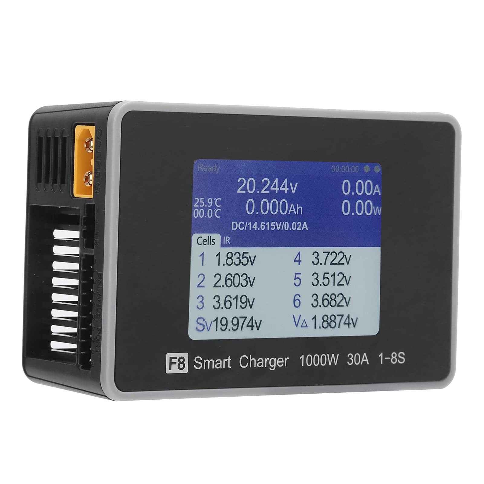 Changor Caricabatterie Intelligente F8 1000W 30A per Batterie LiPo Li-ion LiFe e NiMH Display LCD IPS da 2,4 Pollici