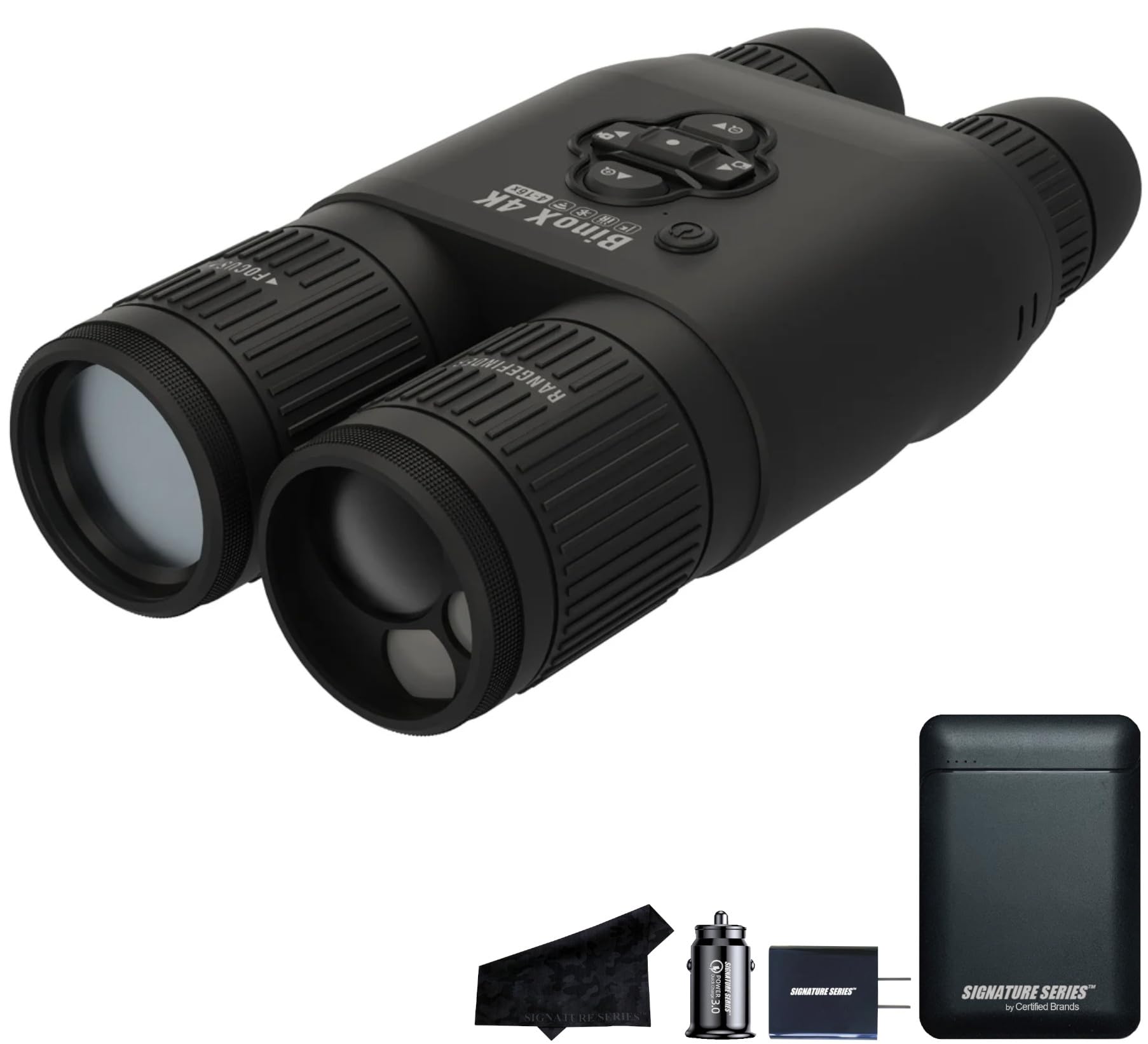 ATN BinoX 4K 4-16X Smart Day/Night Binoculars with Built-in Laser Range Finder | Ultra HD Optics and 1080p Video Recording at 120 fps | Smooth Zoom | App Connectivity with Signature Series Power Kit