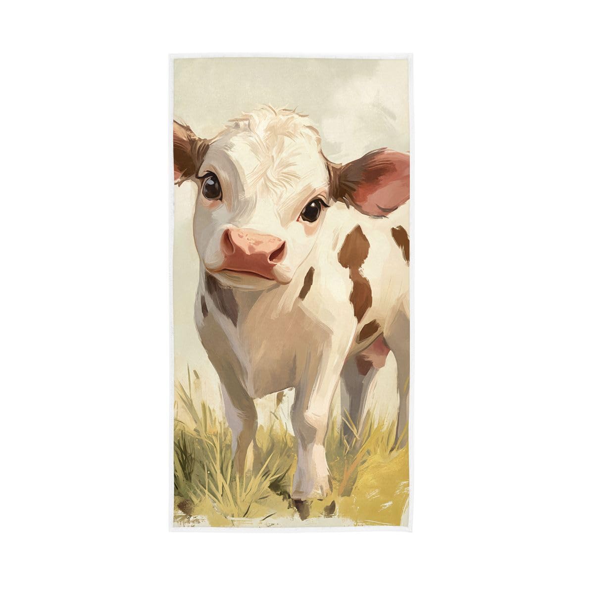 LSRCPD Cute Farm Cow Hand Towel, 15 x 30 Inches, Soft Highly Absorbent Towels for Bathroom Gym Shower