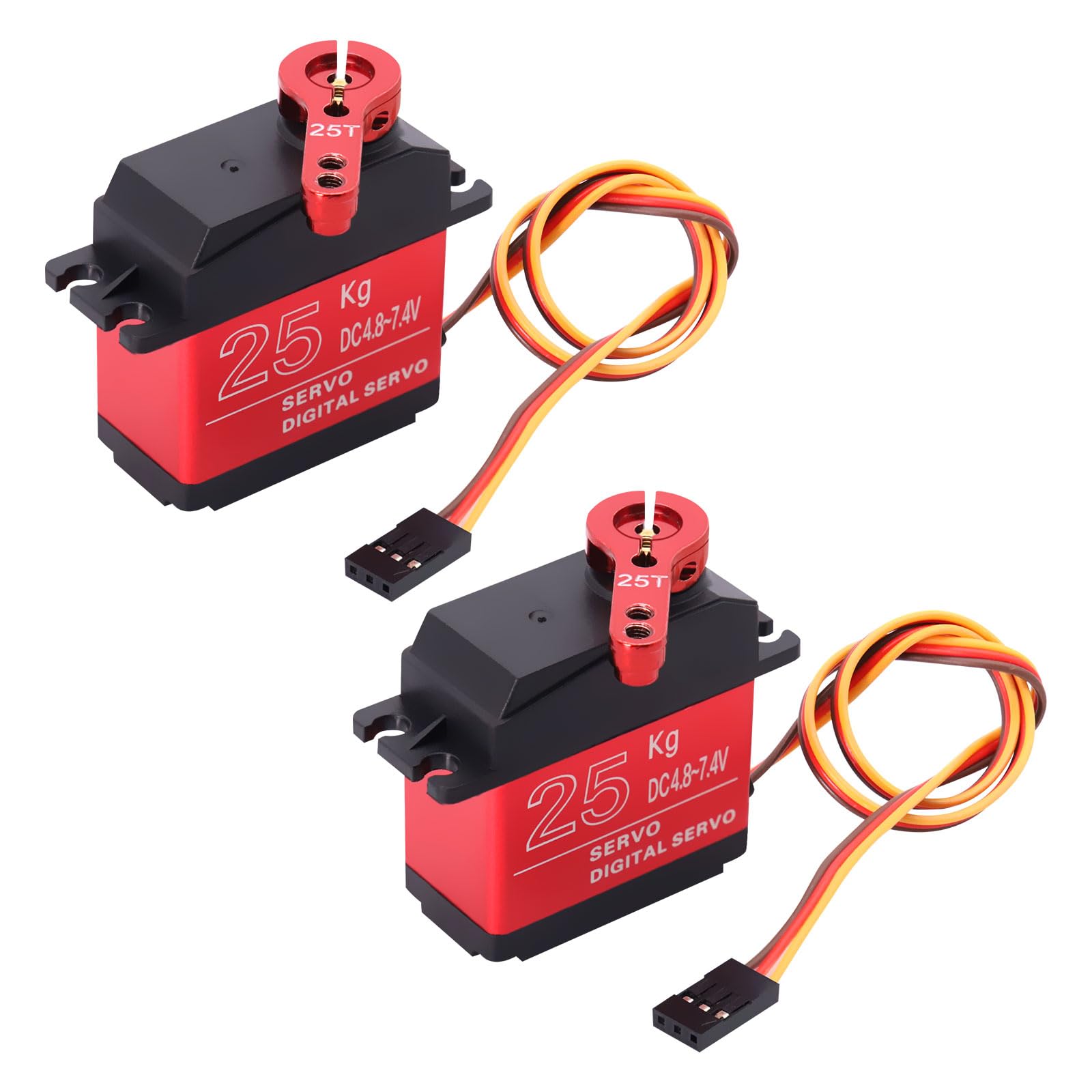 Servomoteur 25KG, 2PCS Servo RC numérique métal, Servomoteur numérique Servo Moteur RC servo 180° pour avion RC hélicoptère/voiture RC Bateau pour Arduino