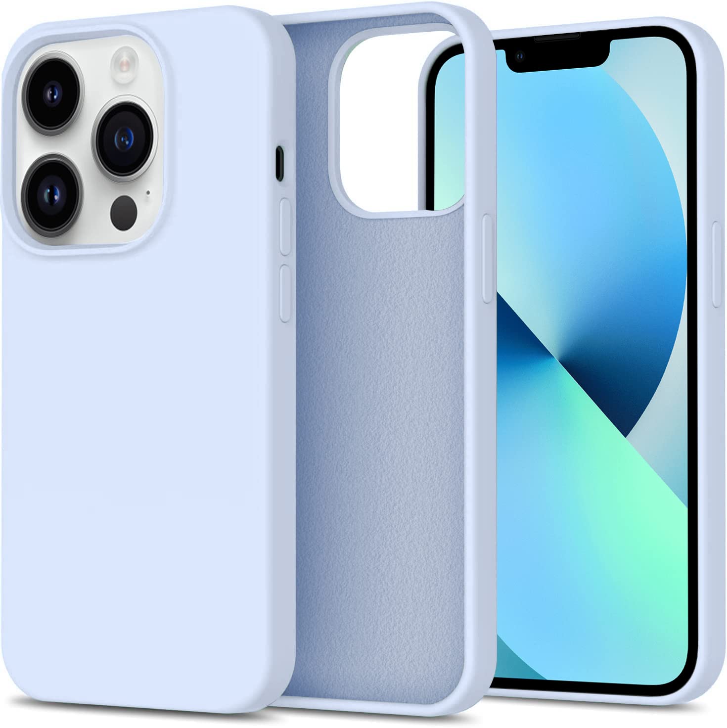 SAMARTH ENTERPRISE Microfiber Candy Case Compatible for iPhone 14 PRO, Shockproof Slim Back Cover Liquid Silicone Case (Sierra Blue)