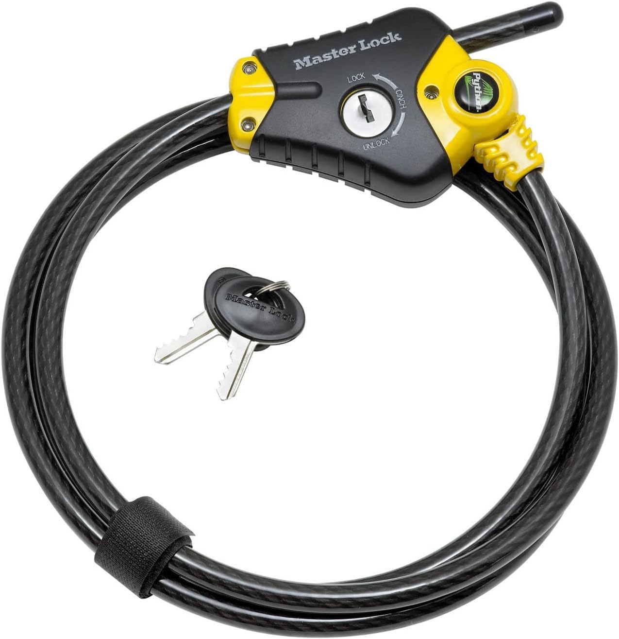 Master Lock Câble Antivol Ajustable [Longueur Ajustable de 30 cm à 4,5 m] [Solution Brevetée Python] & Câble antivol réglable avec serrure à clé [câble réglable de 30 cm à 1,8 m] [Python] - noir