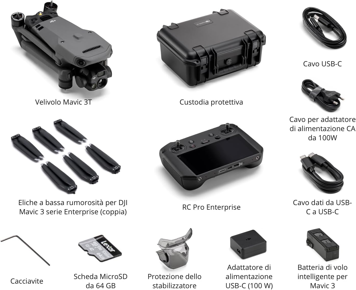 DJI Combo Mavic 3T Worry-Free Base - Drone con termocamera 640×512, fotocamera grandangolare con CMOS da 1/2, autonomia di 39 min, posizionamento a livello centimetrico con RTK e altoparlante, C2