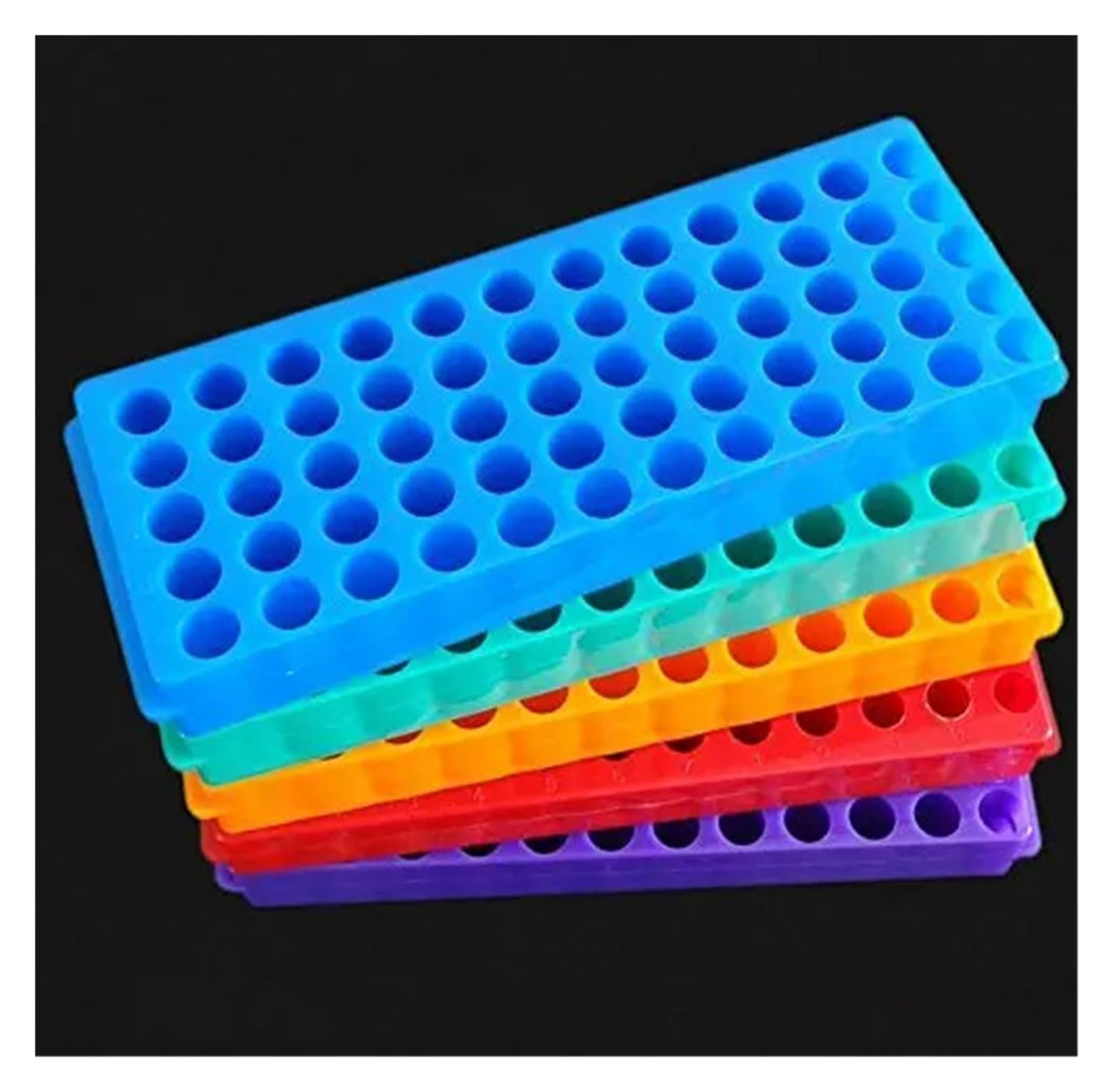 yingyingjia 5 szt. stojak na probówki podwójny panel 60 pozycji polipropylen PCR do probówek mikrocentrifugowych 0,2/0,5/1,5/1,8/2,0 ml