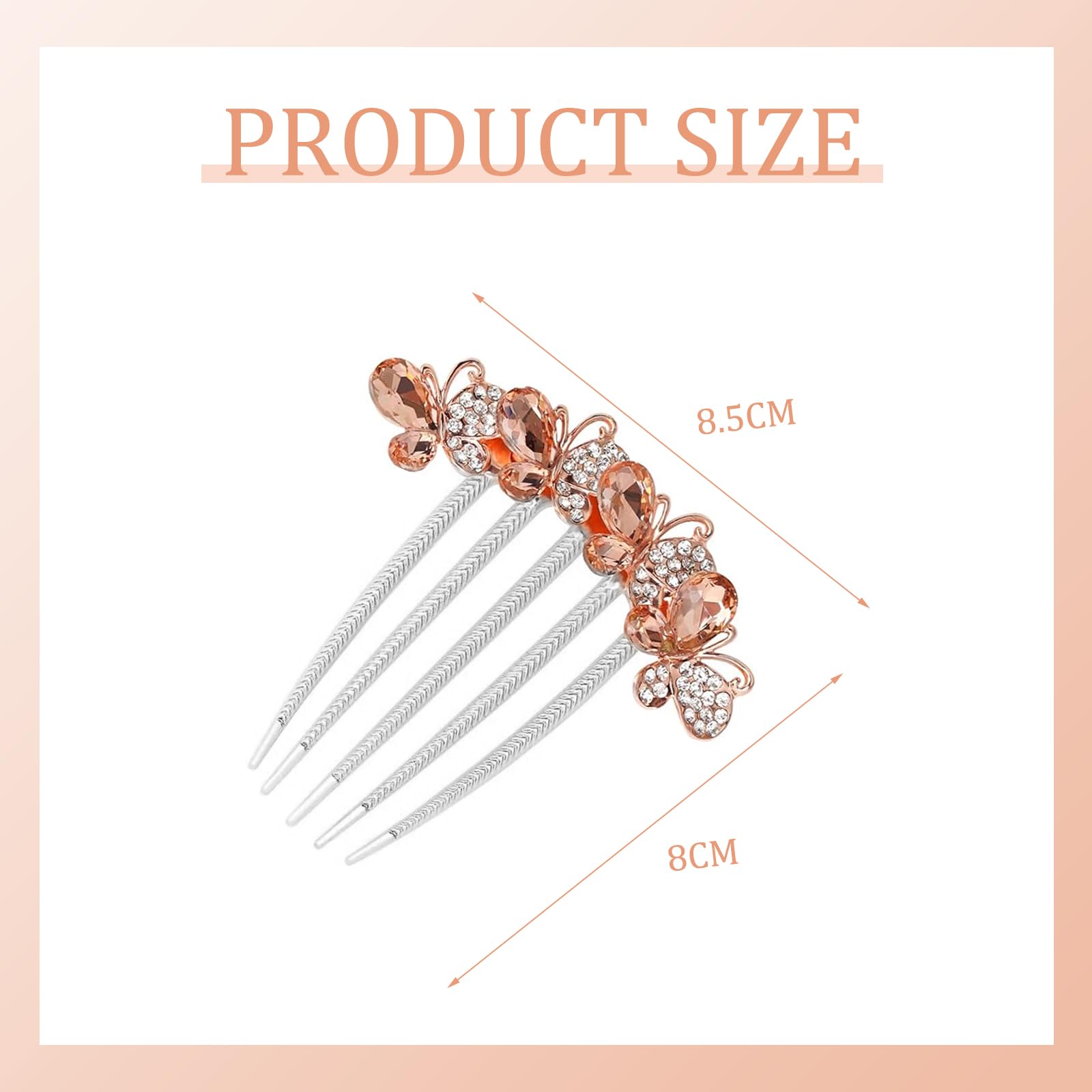 3 Pezzi Strass Pettine Cristallo - Farfalle e Fiori per Capelli da Sposa - Accessorio con Strass per Donne e Ragazze