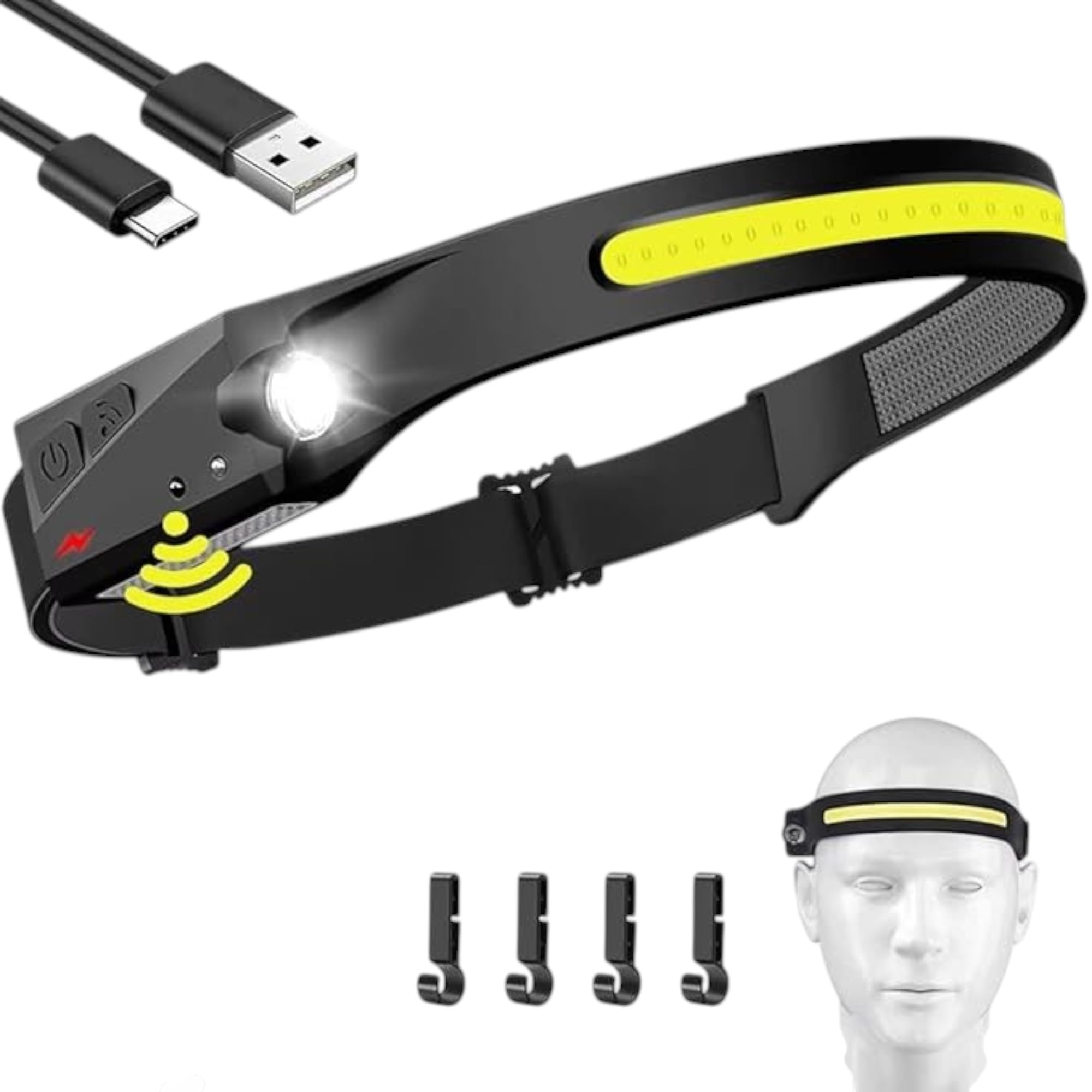 Headlamp Rechargeable, 230° Wide Beam Head Lamp LED with Motion Sensor for Adults - Camping Accessories Gear, Waterproof Head Light Flashlight for Hiking, Running, Repairing, Fishing, Cycling (2)-image-27