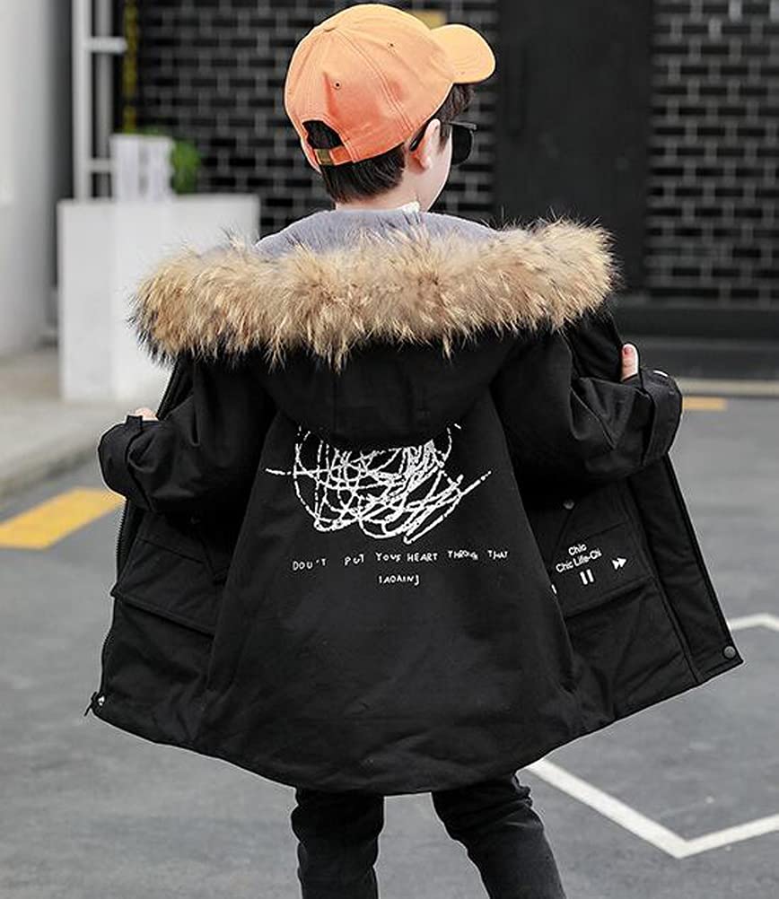 Cappotto da bambino e bambino, invernale, con cappuccio e pelliccia