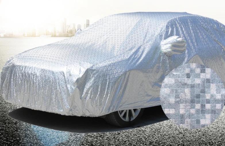 Image of PROTEGO All Weather Protection Car Cover for Maruti Kizashi | Anti Dust, 100% Waterproof, Durable Cover - Triple Stitched Elastic Grip with Mirror Pocket |(Metallic Silver with Red Piping)