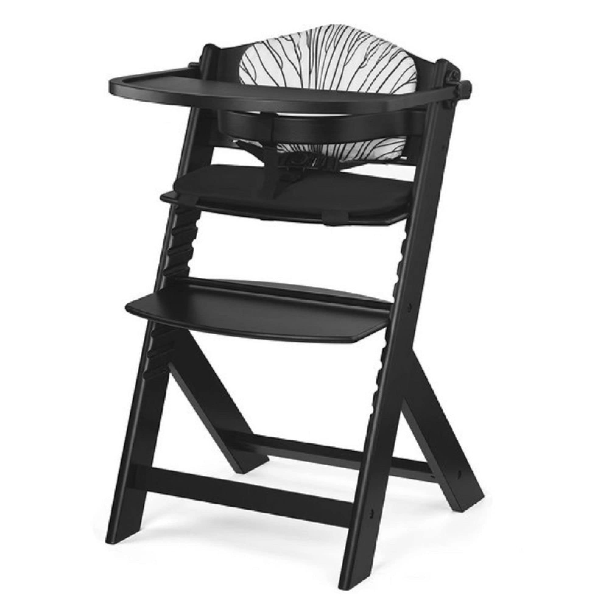 Kinderkraft ENOCK Coussin de Chaise Haute bébé, Sangles de Fixation, Facile à Nettoyer, 2 Coussins très Doux, Fabriqués dans Une matière agréable au Toucher, Noir
