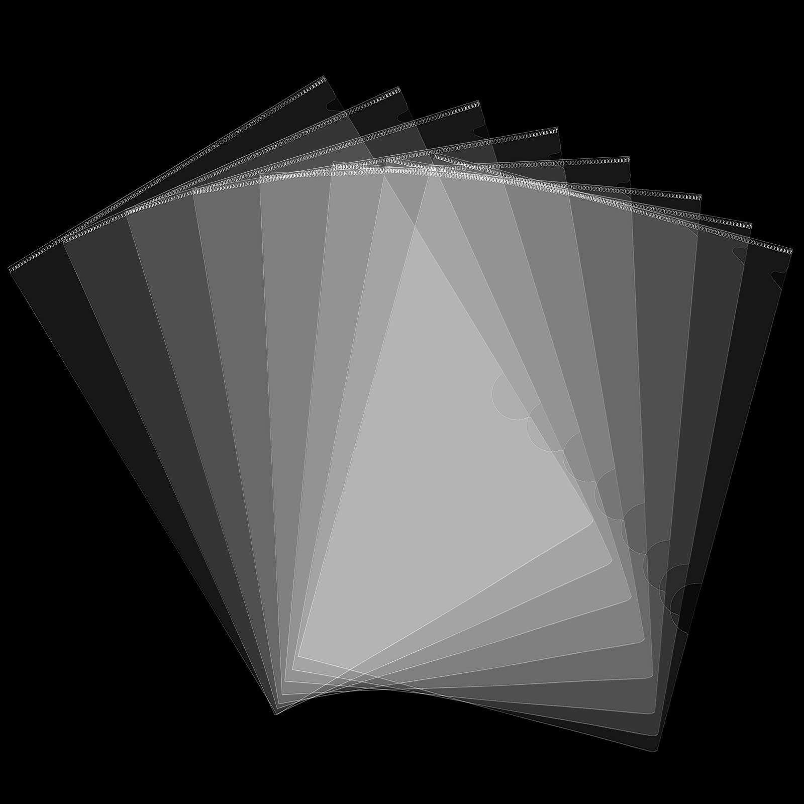 HOIGON 100 PCS Clear Plastic Document Folder, US Letter / A4 Size Printable L Type Transparent Document Plastic Folders Copy Safe Project Pockets for School Home Office