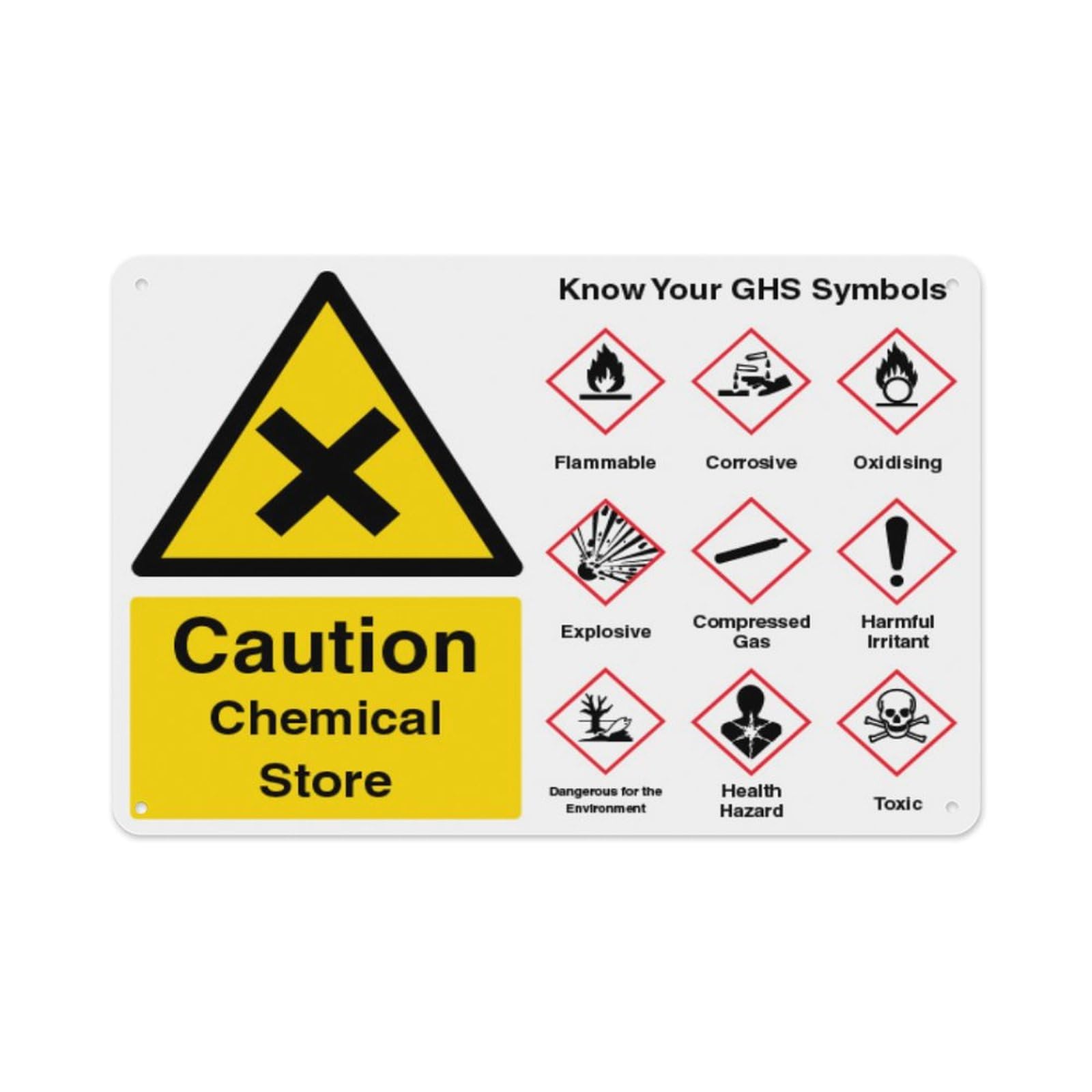 peiyeety Caution Chemical Store Guidance Aluminum Tin Warning Signs For Home Outdoor Garden 12X16 Inches