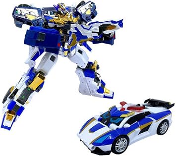 Metal Cardbot S Blue COP Trinity Police Car Armor Bus Transforming Robot