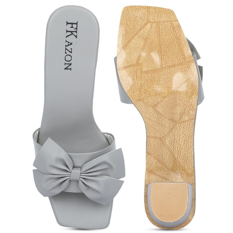 Image of Women's Stylish Block Heel Sandals with Bow Design - FK 516 BLUE HEEL A1 P