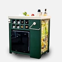 HAUS OF BARS Metal by Speedx - Model X Home Bar Cabinet Emerald Green Leather Vinyl Finish with Built in 30L Thermoelectric Fridge (Easily Movable with Wheels at The Bottom)