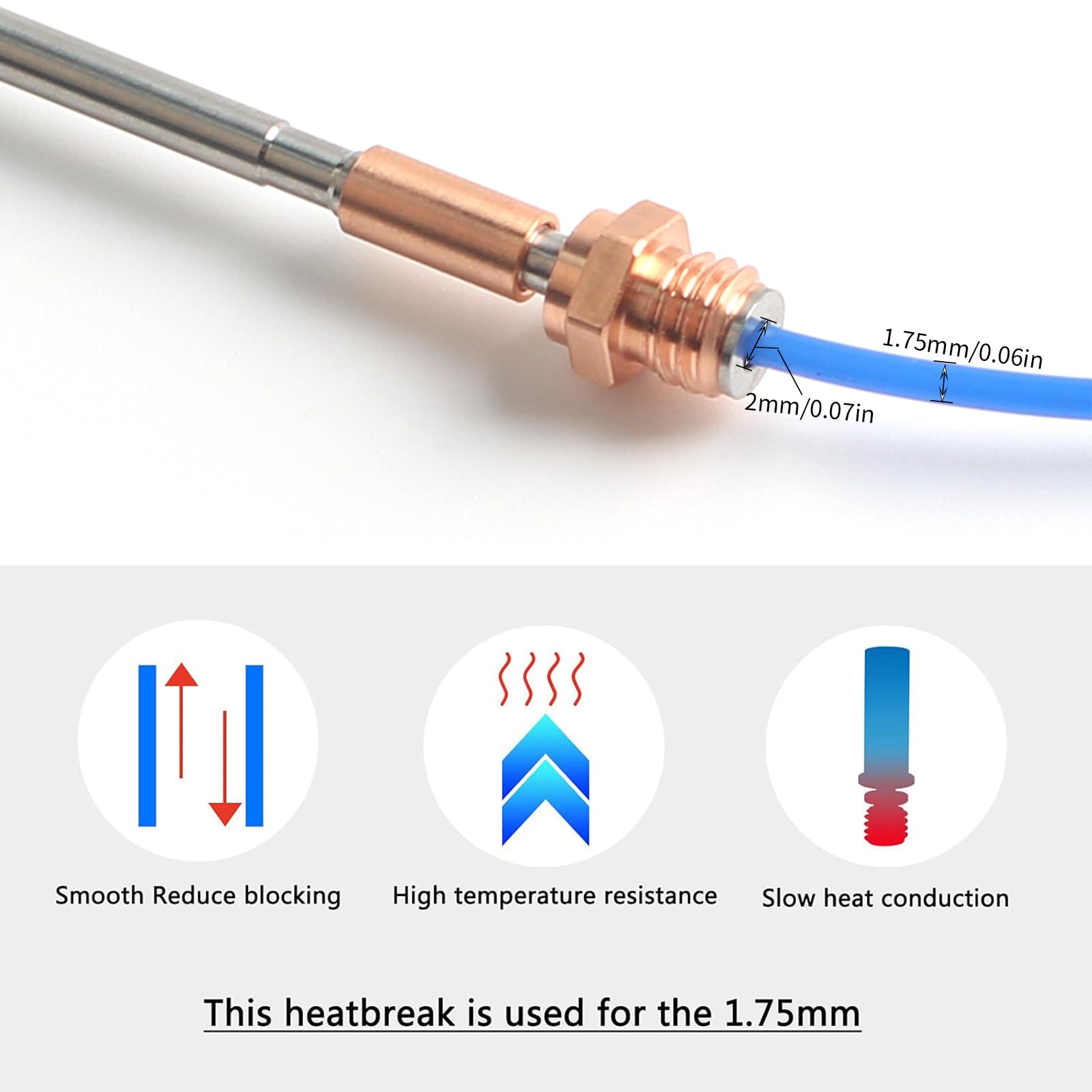 Adaptateur Bimétallique Heatbreak Cuivre + Titane - Compatible Prusa MK4, XL Nextruder - Pour Buses V6