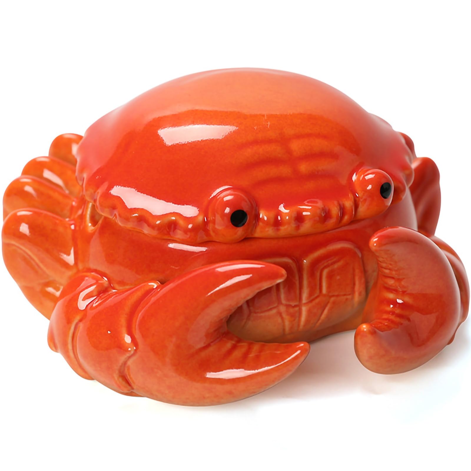 ZKSYLSM Crab Ashtray with Lid - Windproof Ceramic Design for Outdoor Patio or Home Use, Heavy Duty Ash Catcher (5 Inch)