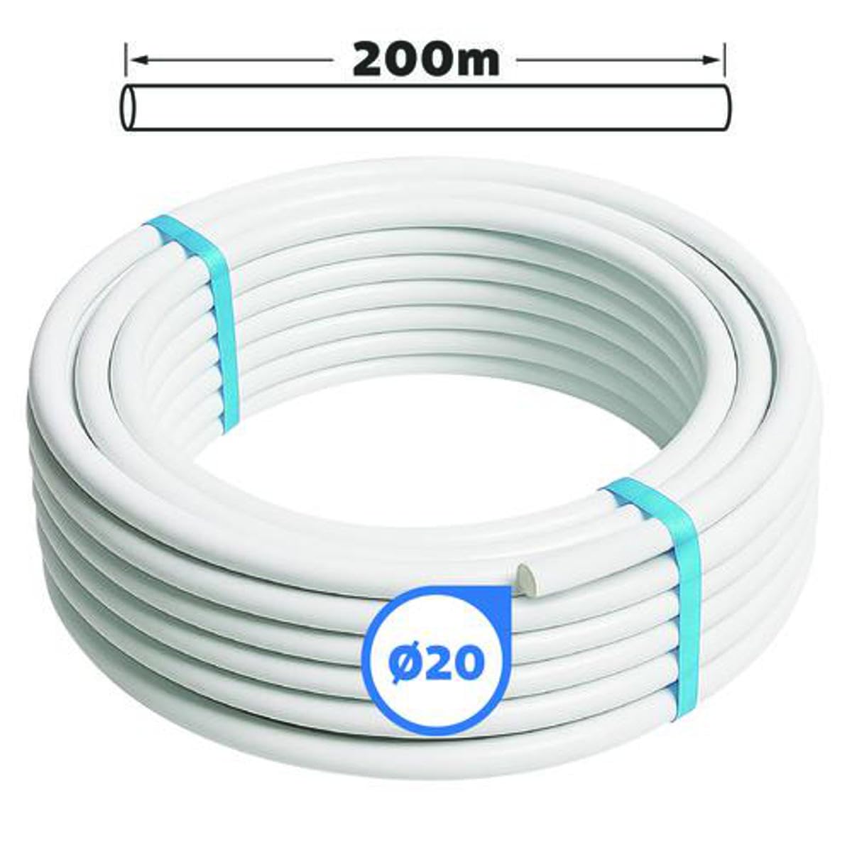 SOMATHERM FOR YOU - Rotolo da 200m di Tubo Multistrato Ø20 - Reti di Acqua Potabile e Riscaldamento - Bianco - Tmin 5°C/Tmax 100°C - Pressione Max 10 Bar - Barriera Antiossigeno