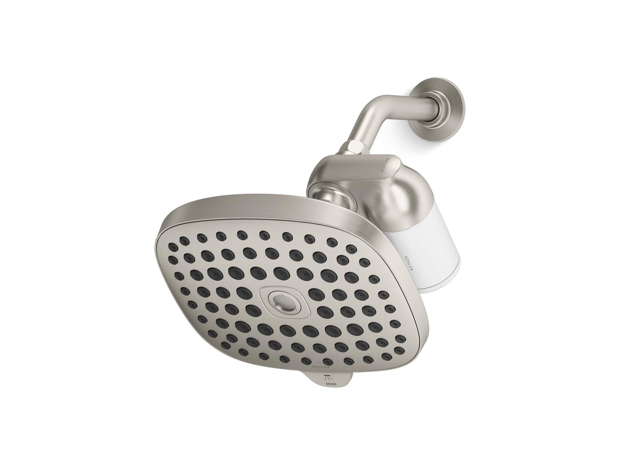 KOHLER R24670-G-BN - Cabezal de ducha filtrado de acuífero con sistema de filtro de agua, cabezal de ducha multifunción y kit combinado de filtro para piel y cabello, níquel cepillado vibrante