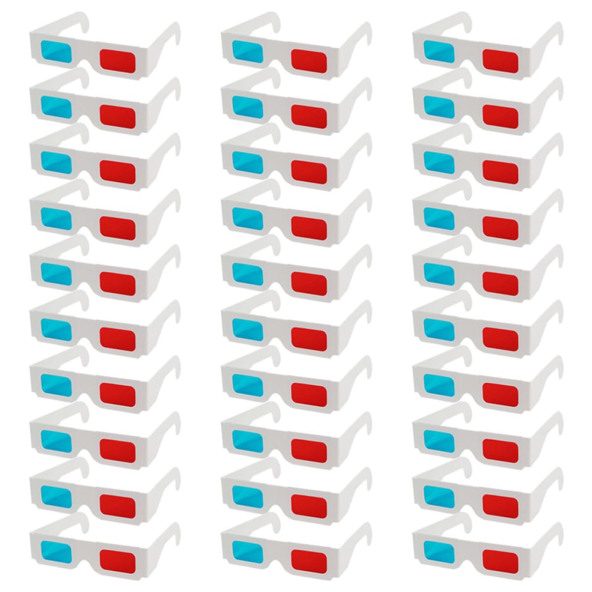 DOITOOL 30pièces Lot de Lunettes Carton Anaglyphes Blanches Jetables pour Films Cinéma Vidéo
