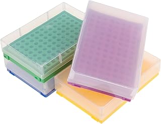 Gatuida Estuche De 4 Unidades Con Rejilla Para Tubos De 0 2 Ml Caja De Almacenamiento De Pp 96 Pocillos Color Amarillo Y Verde